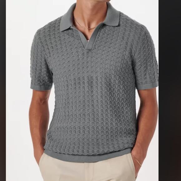 Abercrombie & Fitch Other - Abercrombie Gray Textured Johnny Collar Polo Sweater